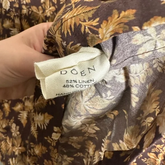 Dôen Brown and Cream Norma Fern Grove Floral Long Sleeve Blouse - Picture 4 of 6